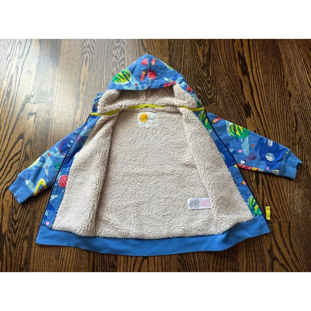 Mini Boden Kids' Shaggy Lined Print Hoodie in Space (5-6Y)